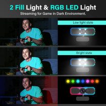 Webcam NBPOWER 1080P 60FPS avec Microphone et Lumière RGB