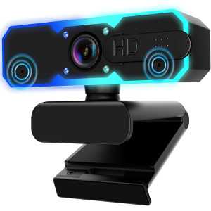 NBPOWER 1080P 60FPS Streaming Webcam with Microphone, RGB Fill Light, Autofocus - Compatible with Laptop/Desktop PC/Mac