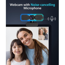 NBPOWER 1080P 60FPS Webcam with Mic, Autofocus & RGB Light for PC/Mac