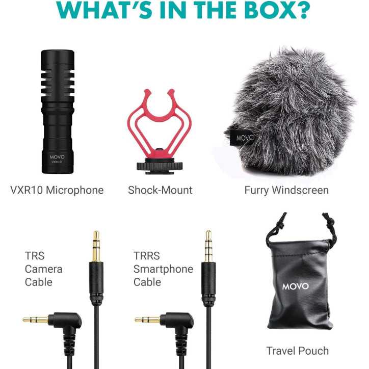 Movo VXR10 Universal Shotgun Microphone for DSLR, iPhone & Android with Shock Mount & Deadcat Windscreen Movo VXR10 Universal Shotgun Microphone for DSLR, iPhone & Android with Shock Mount & Deadcat Windscreen