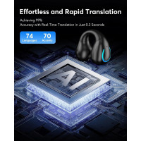 Écouteurs Traduction AI 144 Langues, 60H Autonomie, Sans Fil Bluetooth pour Voyage & Réunions