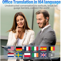Écouteurs Traduction IA Temps Réel, 164 Langues, Bluetooth 5.4, 5 Modes, 48H Autonomie, Affaires/Voyage/Apprentissage