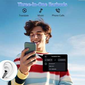AI Translation Earbuds Bluetooth 5.4, Real-Time 164 Language Translator, 7 Modes, 48H Battery, with App for Calls & Travel
