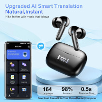 Écouteurs Traduction IA 164 Langues, 48H, Bluetooth 5.4