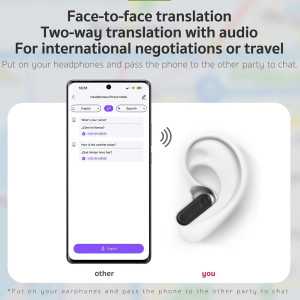 NE20 AI Translation Earbuds - Real-Time Wireless Bluetooth 6.0, LCD Touch Screen, 148 Languages, Music & Calls
