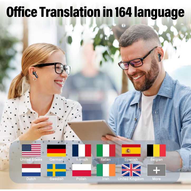 AI Real-Time Translation Earbuds, 164 Languages, 6 Modes, No Subscription, 42H Battery, Audio & Video Calls AI Real-Time Translation Earbuds, 164 Languages, 6 Modes, No Subscription, 42H Battery, Audio & Video Calls