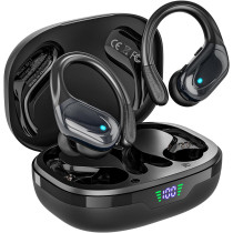 Wireless Sports Earbuds, 80H Playtime, LED Display, IPX7 Waterproof, Noise Canceling Headphones for Workout