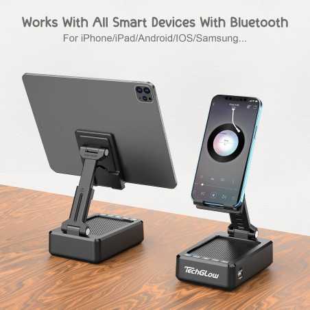TechGlow Foldable Cellphone Stand with Bluetooth Speaker & Power Bank