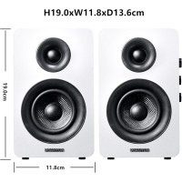 Enceintes Bibliothèque Actives Bluetooth 5.0 Sanyun SW208 3 60W DAC 24bit Son 3D Blanc (Paire)