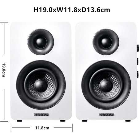 Sanyun SW208 3 Active Bluetooth 5.0 Bookshelf Speakers 60W Carbon Fiber with 24bit DAC 3D Surround Sound (White)