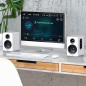 Sanyun SW208 3 Active Bluetooth 5.0 Bookshelf Speakers 60W Carbon Fiber with 24bit DAC 3D Surround Sound (White)
