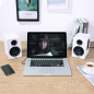Sanyun SW208 3 Active Bluetooth 5.0 Bookshelf Speakers 60W Carbon Fiber with 24bit DAC 3D Surround Sound (White)