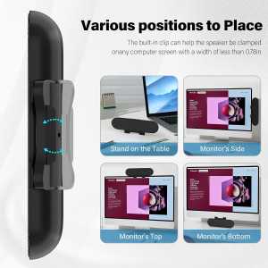 Loud Desktop Computer Speakers with Volume Control & USB-C Adapter - Black