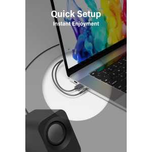 14W USB Powered Stereo PC Speakers with 30° Tilt & Volume Dial, Compact Black for Desktop & Gaming