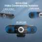 EMEET C980 PRO Webcam 4K 3-en-1 avec Micro, Haut-parleurs, Angle 60°-98°, 4 Micros antibruit, Couverture magnétique