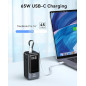 65W Portable Charger Power Bank with Built-in Cable, 4 Outputs, Fast USB-C Charging for iPhone, iPad, MacBook, Samsung, Dell 65W Portable Charger Power Bank with Built-in Cable, 4 Outputs, Fast USB-C Charging for iPhone, iPad, MacBook, Samsung, Dell