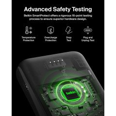 Belkin Power Bank 20000mAh 30W avec câble intégré, charge rapide USB-C, compatible iPhone 17 & Galaxy S25 noir