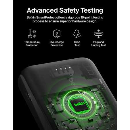 Belkin Power Bank 20000mAh 30W avec câble intégré, charge rapide USB-C, compatible iPhone 17 & Galaxy S25 noir