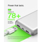 Belkin 20000mAh Portable USB-C Power Bank, 15W, 1 USB-C & 2 USB-A Ports, Includes Type-C to A Cable – Silver
