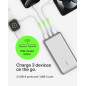 Belkin 20000mAh Portable USB-C Power Bank, 15W, 1 USB-C & 2 USB-A Ports, Includes Type-C to A Cable – Silver