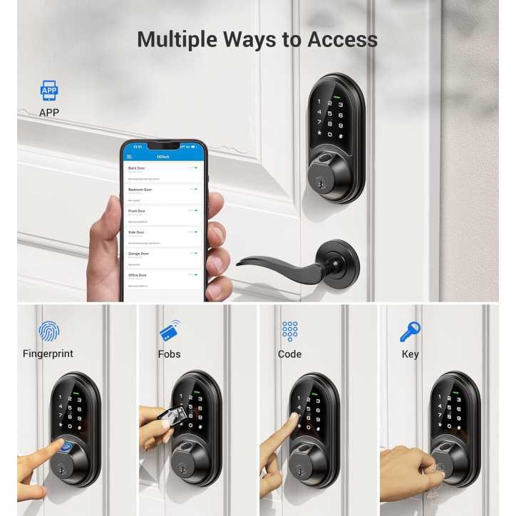 Veise RZ07 Smart Fingerprint Door Lock, 7-in-1 Keyless Entry, Touchscreen Keypad, App Control, Matte Black Veise RZ07 Smart Fingerprint Door Lock, 7-in-1 Keyless Entry, Touchscreen Keypad, App Control, Matte Black