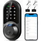 Veise RZ07 Smart Fingerprint Door Lock, 7-in-1 Keyless Entry, Touchscreen Keypad, App Control, Matte Black Veise RZ07 Smart Fingerprint Door Lock, 7-in-1 Keyless Entry, Touchscreen Keypad, App Control, Matte Black