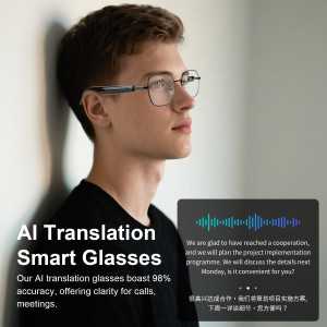Smart AI Translation Glasses with GPT, 169+ Languages, Noise Reduction, Photochromic Lenses, Bluetooth Unisex