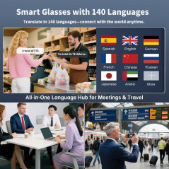 Smart Bluetooth Glasses with AI Translator, Photochromic Lenses & Speaker