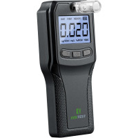 Police-Grade Breathalyzer Alcohol Tester with Fuel Cell Sensor, 10 Mouthpieces - Black