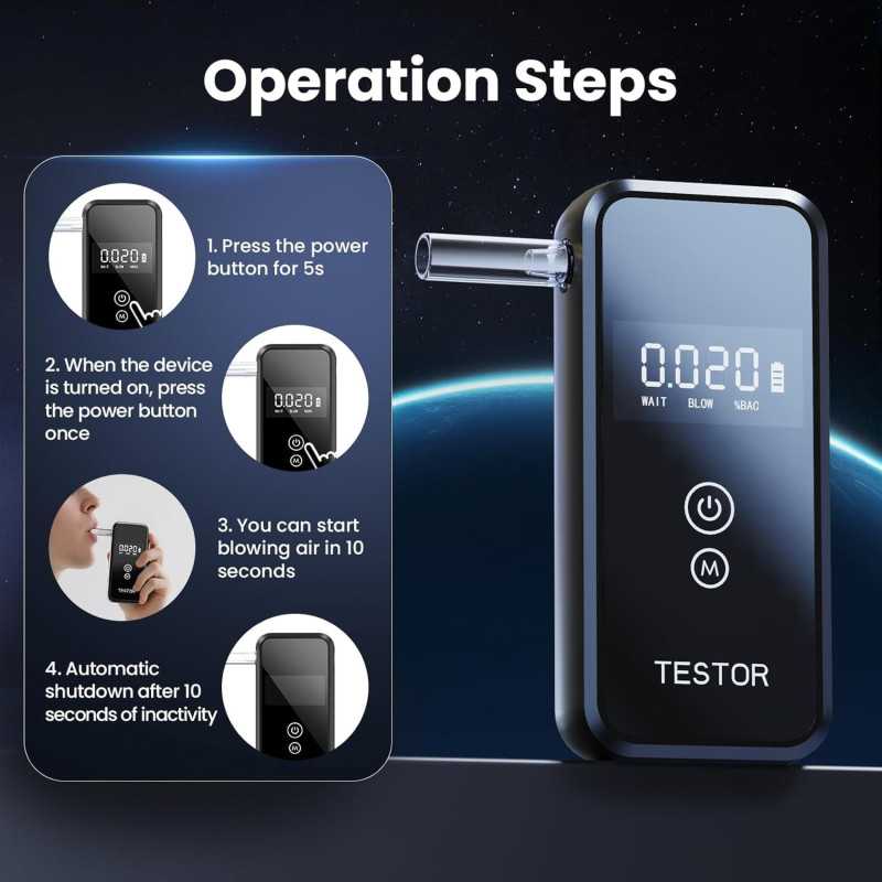 Éthylotests portables pro précis avec 8 embouts réutilisables