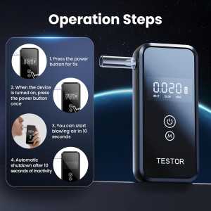 Professional Portable Breathalyzer with 8 Reusable Mouthpieces for Home Use