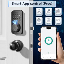 Fingerprint Keypad Deadbolt Lock with Handle Set, Keyless & App Control