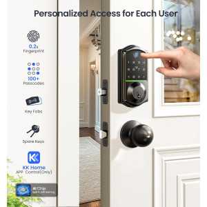 Veise VE017 Fingerprint Smart Door Lock - Keyless, App Control, Matte Black