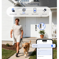 Veise VE017 Fingerprint Smart Door Lock, 7-in-1 Keyless Entry, App Control, Auto Lock, Matte Black