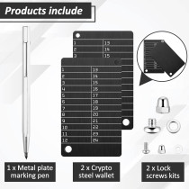 Hotop Portefeuilles Crypto & Stylo Marquage Métal Bip39 Noir