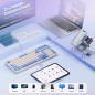 Clavier AULA 99 touches Tri-Mode Bluetooth/2.4GHz/USB-C RGB rétroéclairage media knob pour gaming - Violet Clavier AULA 99 touches Tri-Mode Bluetooth/2.4GHz/USB-C RGB rétroéclairage media knob pour gaming - Violet