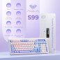 Clavier AULA 99 touches Tri-Mode Bluetooth/2.4GHz/USB-C RGB rétroéclairage media knob pour gaming - Violet Clavier AULA 99 touches Tri-Mode Bluetooth/2.4GHz/USB-C RGB rétroéclairage media knob pour gaming - Violet