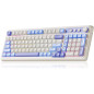Clavier AULA 99 touches Tri-Mode Bluetooth/2.4GHz/USB-C RGB rétroéclairage media knob pour gaming - Violet Clavier AULA 99 touches Tri-Mode Bluetooth/2.4GHz/USB-C RGB rétroéclairage media knob pour gaming - Violet