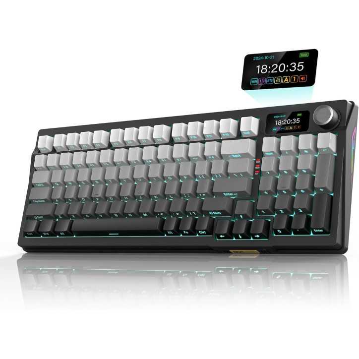 RedThunder K95 Wireless Mechanical Keyboard with TFT Screen, Knob, RGB, Trip-Modes, Hot-Swap, Pre-Lubed Switches