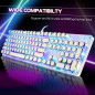 Clavier Mécanique Gaming Rétro Style Machine à Écrire RGB 104 Touches Blue Switch Blanc