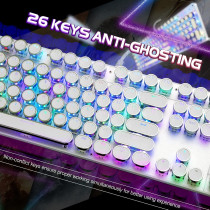 Retro Typewriter Style Mechanical RGB Keyboard White 104 Keys Wired