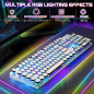 Typewriter Style Mechanical RGB Wired Gaming Keyboard with Blue Switches & Round Keycaps – White, 104 Keys