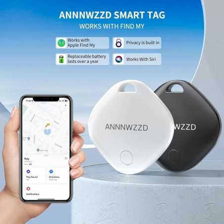 ANNNWZZD Pack de 4 AirTags Ultra Légers, Compatibles Apple Find My, Localisateur Clés, Portefeuille, Bagages