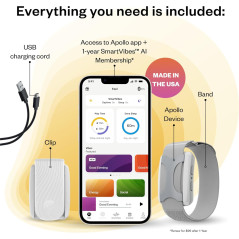 Apollo Neuro Wearable + 12-Month AI SmartVibes | Sleep Aid & Stress Relief