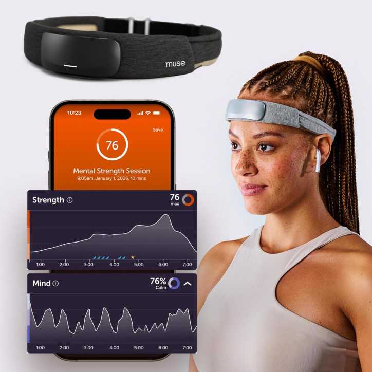 Muse S Athena : Bandeau cérébral avec neurofeedback pour méditation et suivi, carbon (gris foncé) Muse S Athena : Bandeau cérébral avec neurofeedback pour méditation et suivi, carbon (gris foncé)