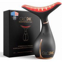 GLO24K Appareil Beauté Visage & Cou 3-en-1 LED & Vibration