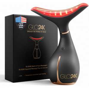 GLO24K Red Light Face & Neck Massager – 3-in-1 LED Vibration Tool