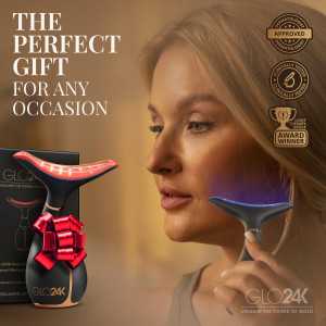 GLO24K Red Light Face & Neck Beauty Device – 3-in-1 LED Massager for Skin Revitalization & Firming