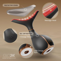 GLO24K Appareil Beauté Visage & Cou 3-en-1 LED & Vibration