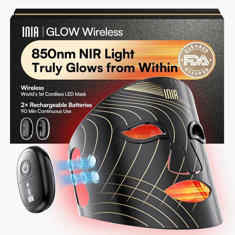 Masque LED INIA Rouge Rechargeable – Thérapie Lumière Visage